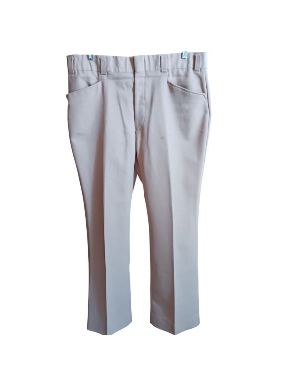 True Vintage 39x32 1970's Knit Polyester pants Flared Nulook Tan Disco Lawyer
